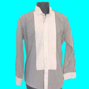 PIERRE CARDIN Vintage Black and White Striped Tuxedo Shirt, L